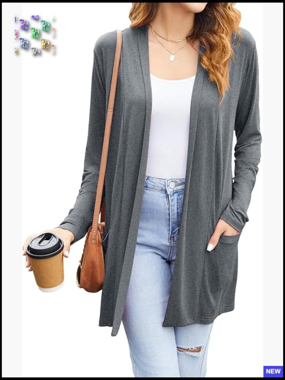 Lightweight Rayon Cardigan Loose Fit Open Front Shawl Collar Pockets